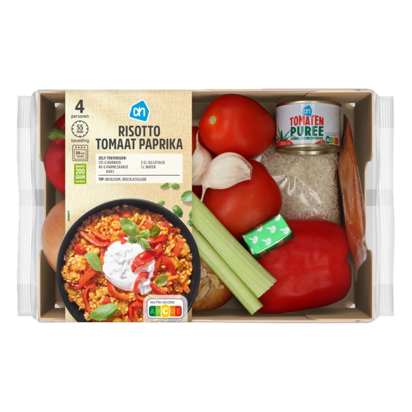 Fresh pack for tomato and bell pepper risotto
