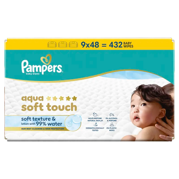 Pampers Aqua soft touch wipes 9-pack