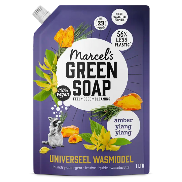 Marcel's Green Soap Laundry Detergent amber ylang ylang refill