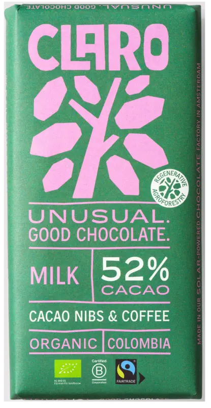 Claro Reep 52% milk cacao nibs & coffee