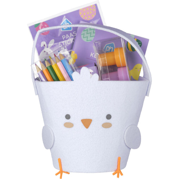 Vilten mandje gevuld kuiken