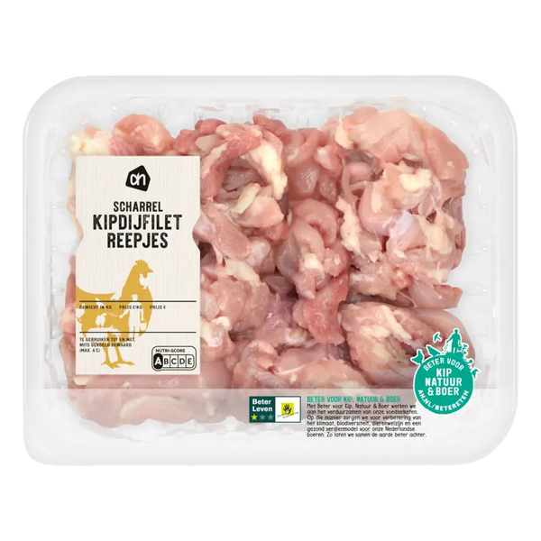 Free-range chicken thigh fillet strips natural