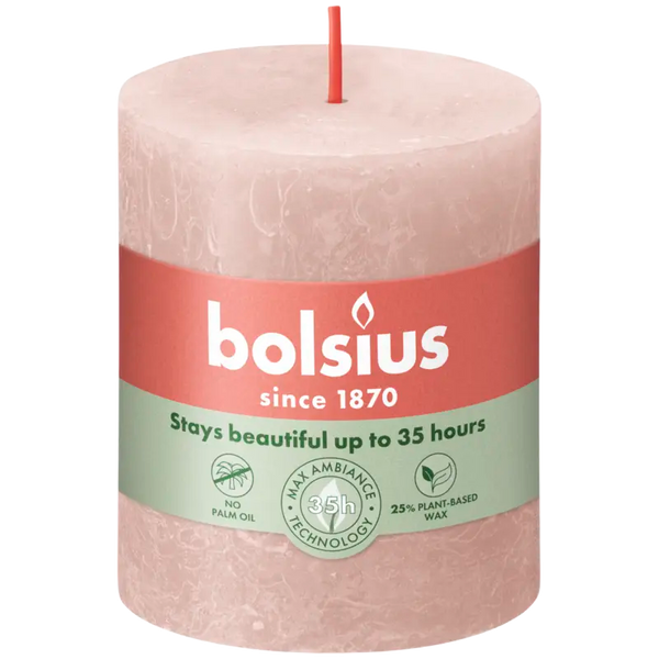 Bolsius Rustikale Kerze 8cm neblig rosa