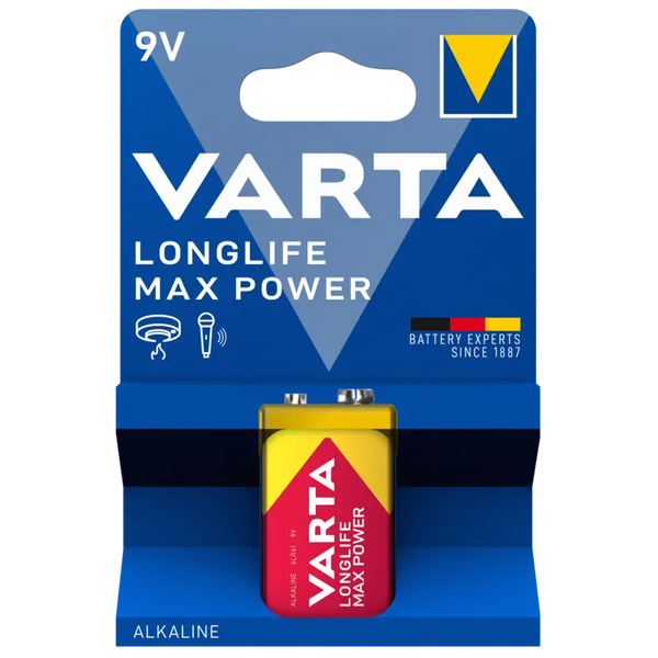 Varta Longlife max power 9V alkaline batterij