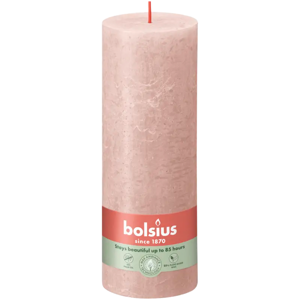 Bolsius Rustikale Kerze 19cm neblig rosa
