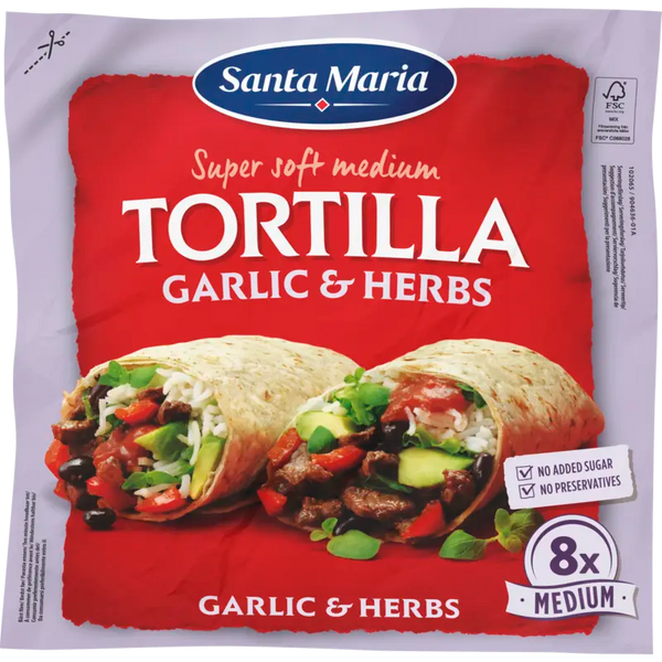 Santa Maria Tortilla wraps garlic & herbs medium