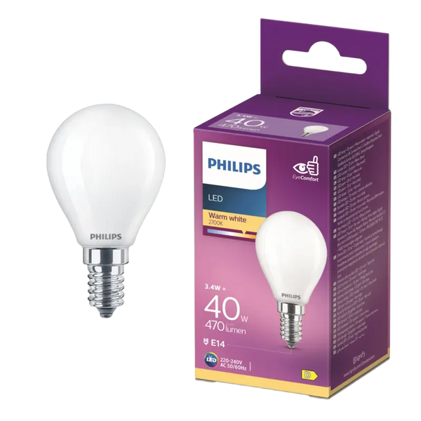 Philips LED Filament Globe Bulb Frosted E14 40W