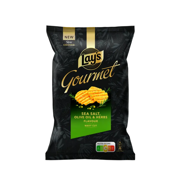 Lay's Gourmet wavy cut sea salt olive oil