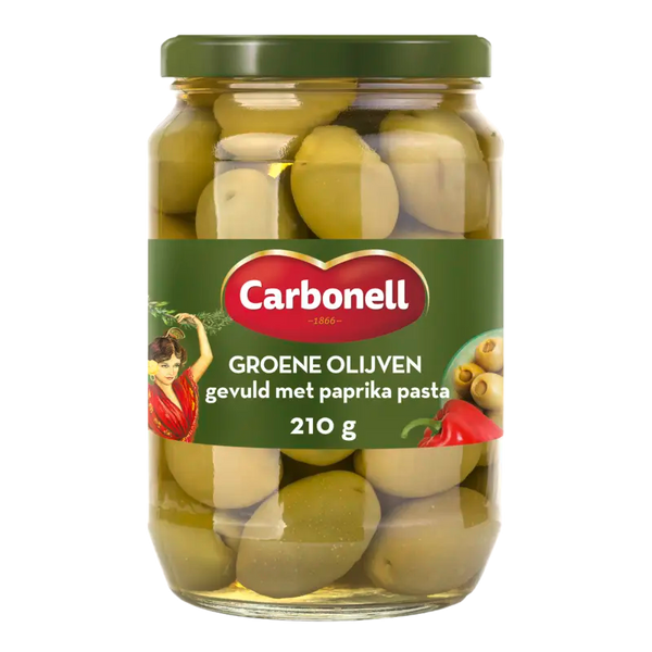 Carbonell Groene olijven gevuld met paprikapasta