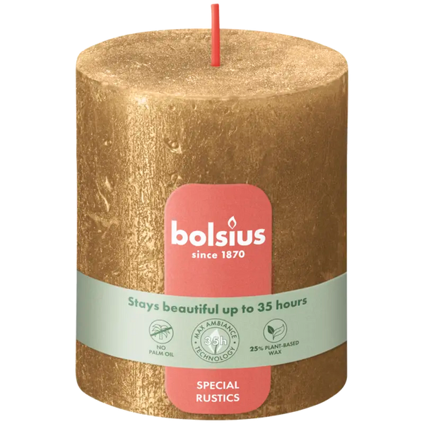 Bolsius Rustic candle shimmer gold 8cm
