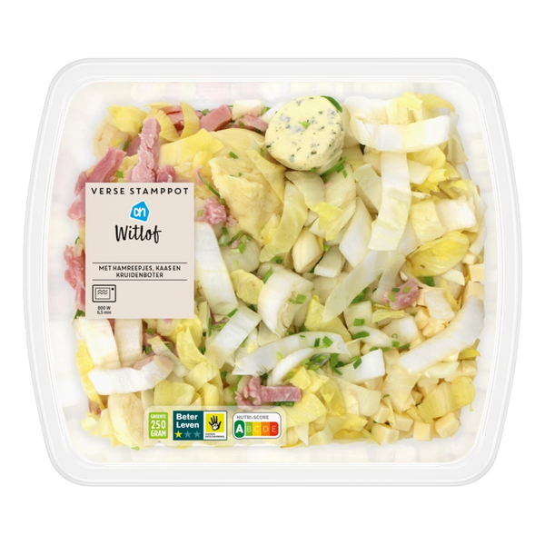 Frischer Stampf mit Chicorée, Schinken und Käse