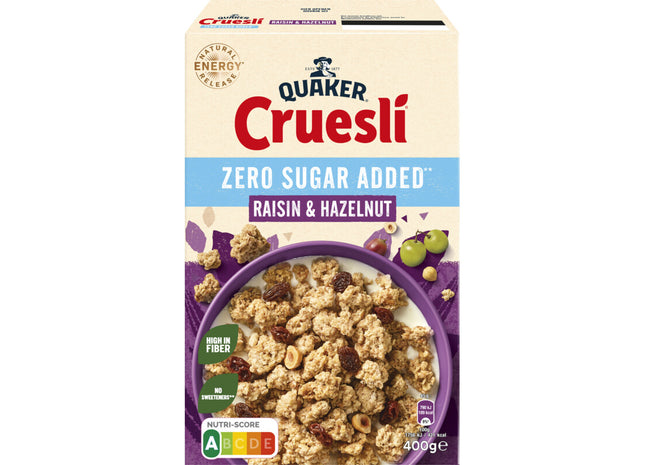 Quaker Raisin hazelnut zero sugar added