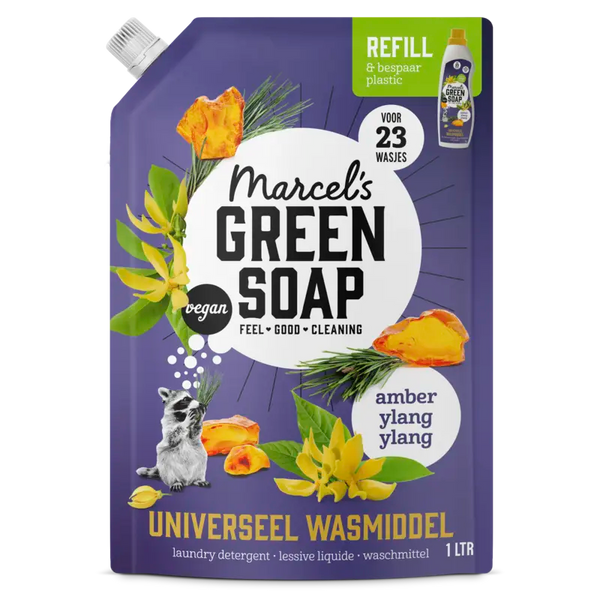 Marcel's Green Soap Wasmiddel amber ylang ylang navulling