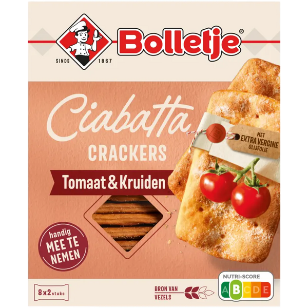 Bolletje Ciabatta crackers tomaat & kruiden