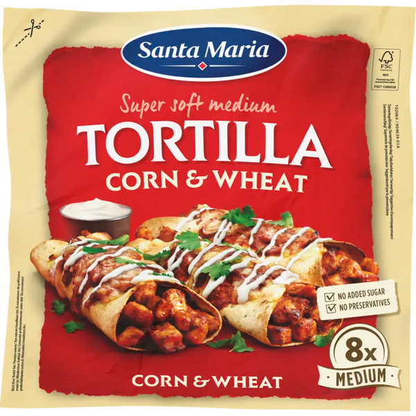 Santa Maria Tortilla wraps corn & wheat medium