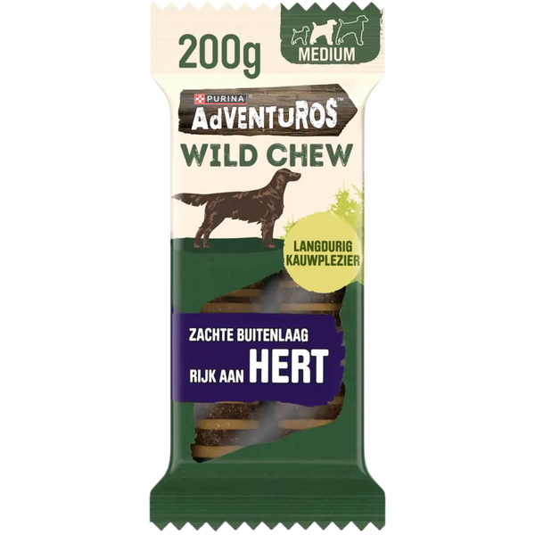 Adventuros Wildkauartikel mit Hirsch für Hunde mittelgroß