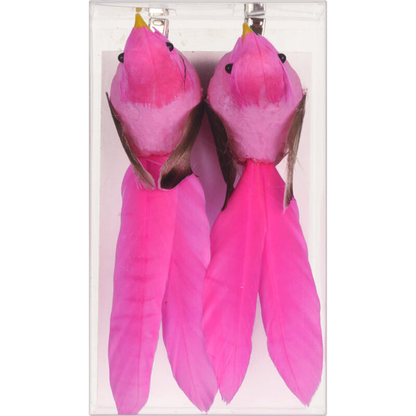 Vogels op clip roze