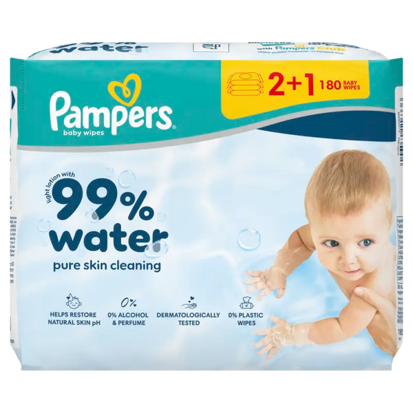 Pampers 99% water baby wipes 3-pack