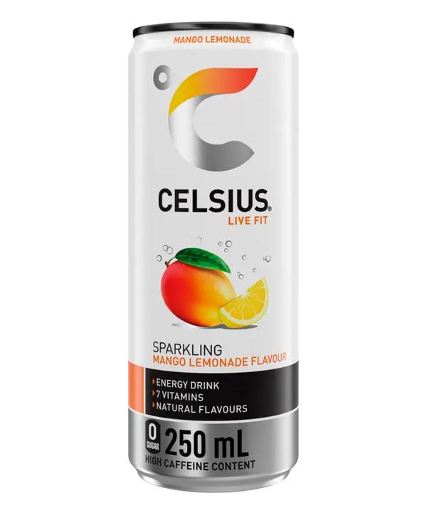 Celsius Sparkling mango lemonade flavour