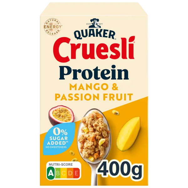Quaker Cruesli protein mango & passionfruit