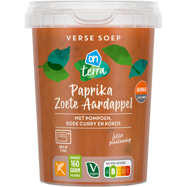 Verse soep paprika zoete aardappel