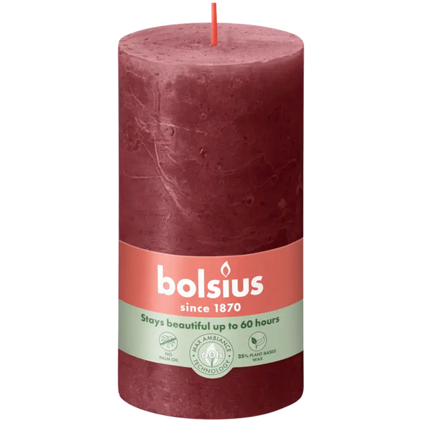 Bolsius Rustic candle bordeaux 13cm