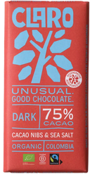 Claro Bar 75% dark cacao nibs & sea salt