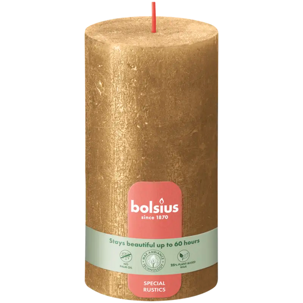 Bolsius rustikale Kerze Shimmer Gold 13cm