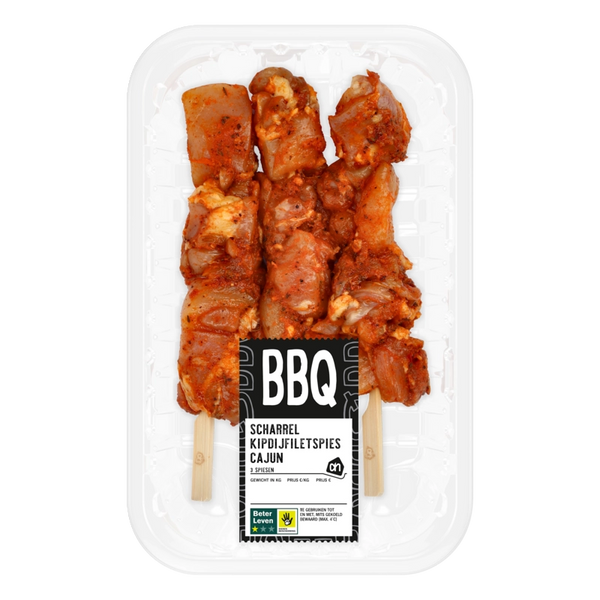 Cajun BBQ free-range chicken thigh fillet skewers