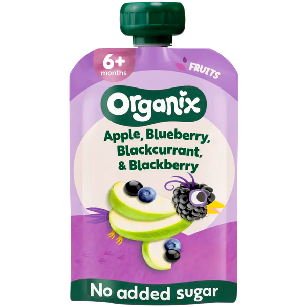 Organix Squeezable Fruit Apple, Blueberry 6m+