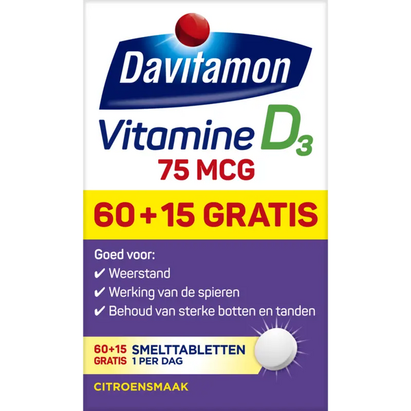 Davitamon Vitamine D 75mcg smelttabletten