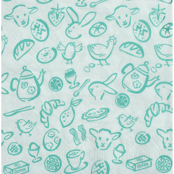 Servet lila figuurtjes 33x33cm