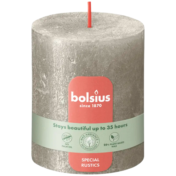 Bolsius Rustieke kaars shimmer champagne 8cm