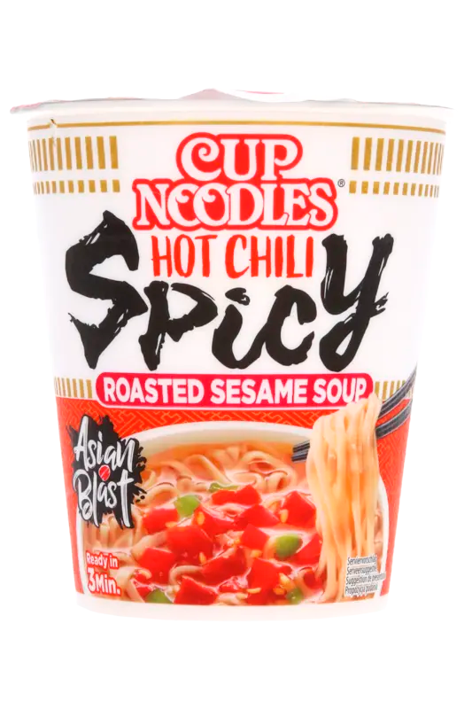 Nissin Becher-Nudeln scharf mit Chili