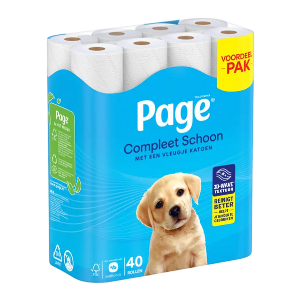 Page komplett sauberes Toilettenpapier