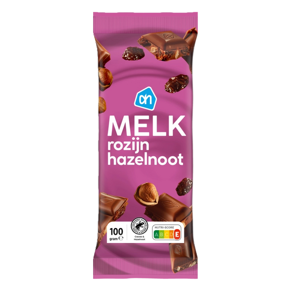 Reep melk hazelnoot rozijn