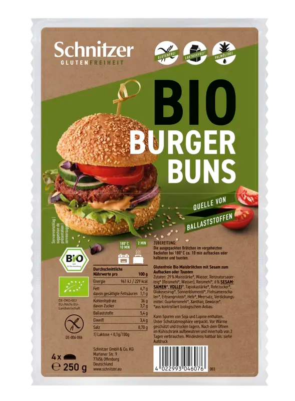 Schnitzer Bio-Burger-Brötchen glutenfrei