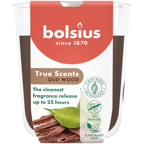 Bolsius True Scents scented glass oud wood 8cm
