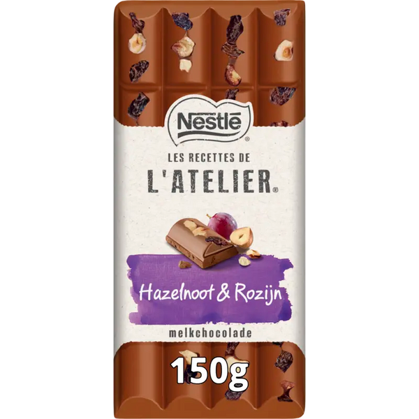 L'Atelier Milchschokoladenriegel Haselnuss & Rosine
