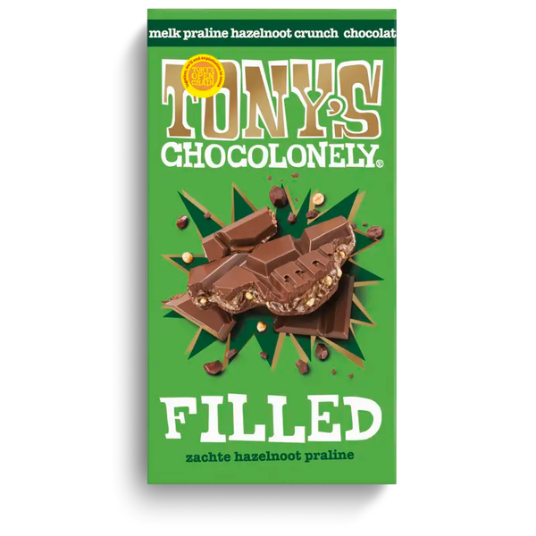 Tony's Chocolonely Filled melk praline hazelnoot crunch