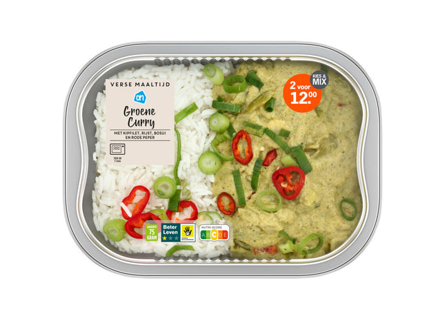 Verse maaltijd groene curry