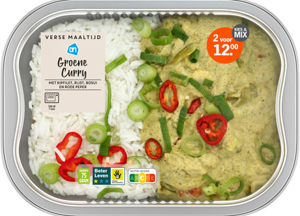Verse maaltijd groene curry