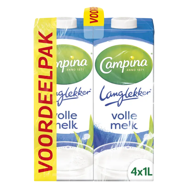 Campina Langlekker volle melk voordeel 4-pack