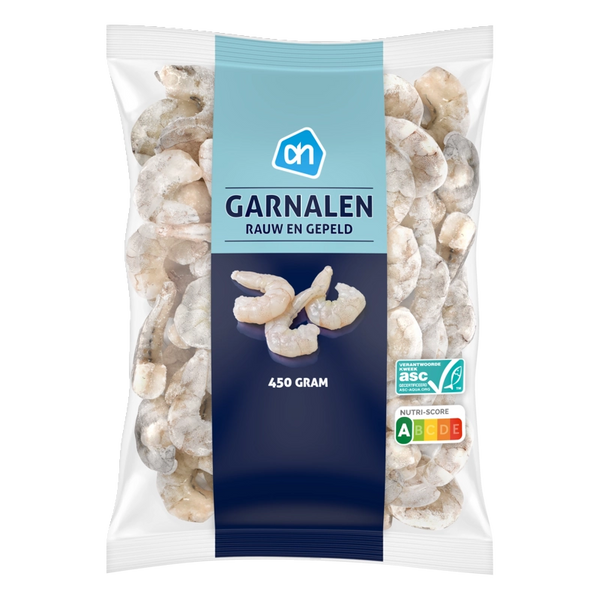 Gepelde roze garnalen rauw