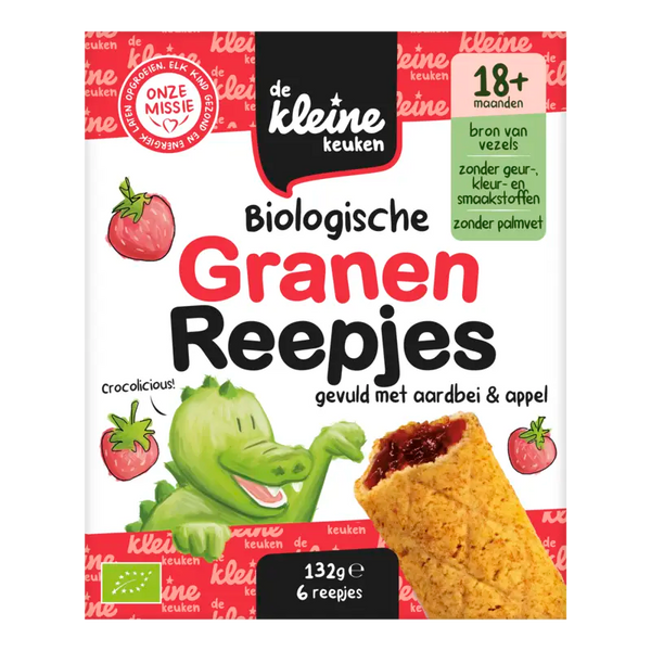 De Kleine Keuken Biologische Getreideriegel Erdbeere 18m+