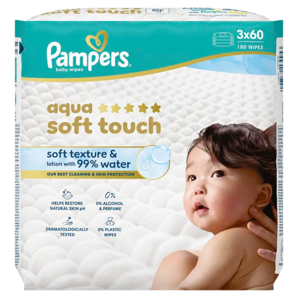Pampers Aqua soft touch wipes 3-pack