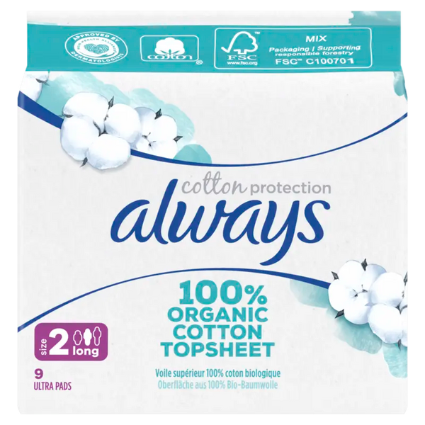 Always Monatsbinde Bio-Baumwolle lang plus