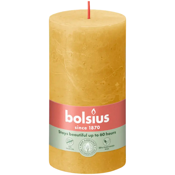 Bolsius Rustieke kaars okergeel 13cm