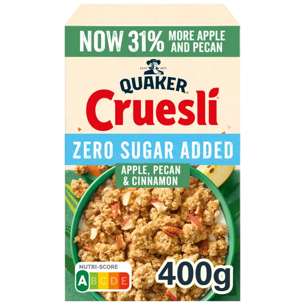 Quaker Zero sugar added apple, pecan & cinnamon