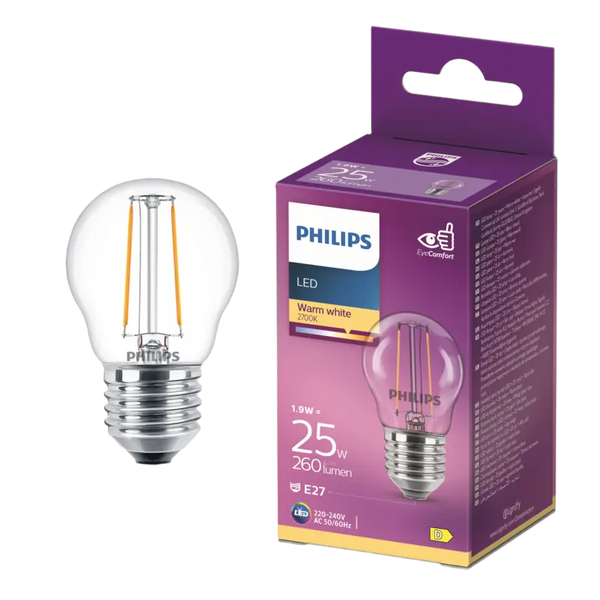 Philips Led fil kogel helder E27 25W
